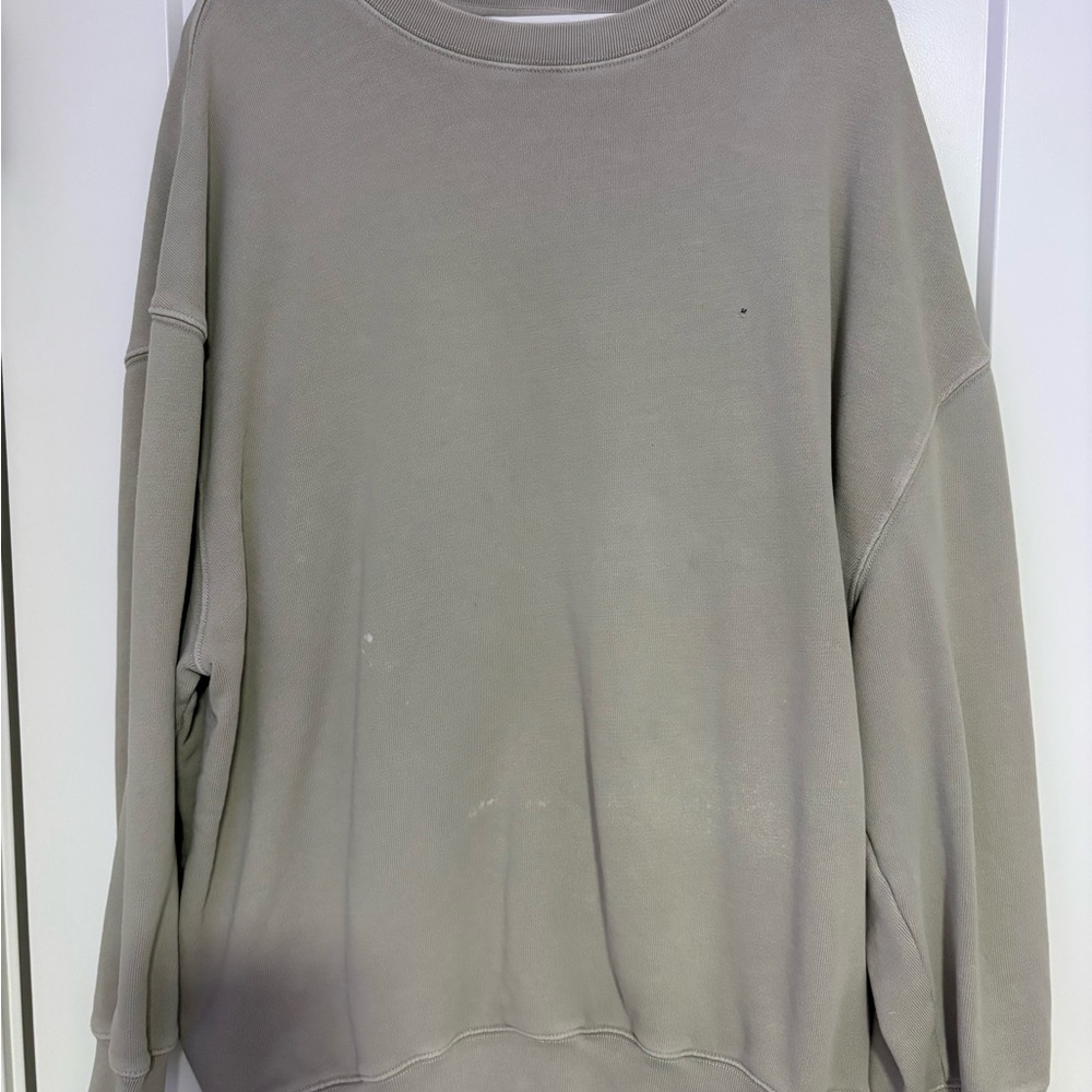 Aritzia Wilfred Oversized Distressed Crewneck in Sage